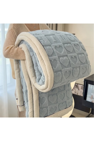 Geeroyoo Mavi Polyester Fiber 600g Kalın İki Yönlü Flanel Battaniye - Ofis İçin Öğlen Uykusu K盖毯 100x150cm Mavi