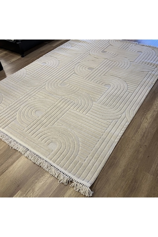 Hoom Rugs Design 1090 Bej Yumuşak Dokusuz İskandinav Halı Bej