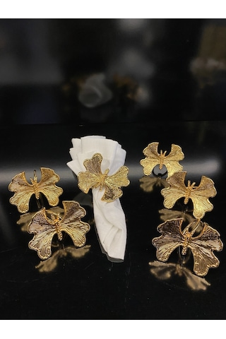 Alfafe Home Kelebek 6 Lı Altın Peçete Yüzüğü 6x6x7 Cm Gold Sofra Yüzük Altın