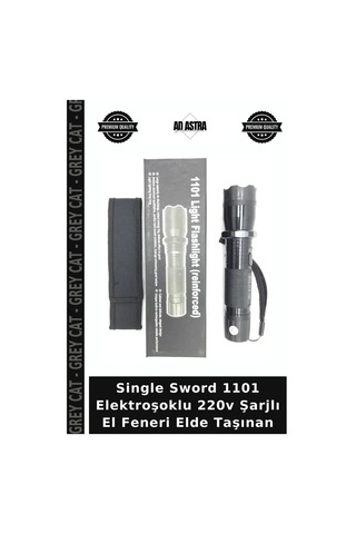 Single Sword 1101 Elektroşoklu 220v Şarjlı El Feneri Elde Taşınan