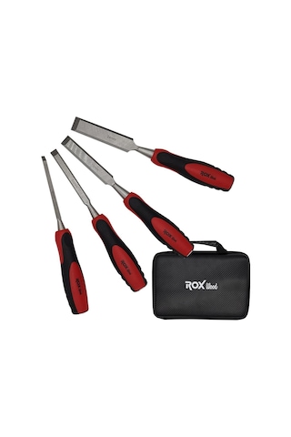 Rox Wood Düz Iskarpela Seti 4 Parça Neopren Çantalı