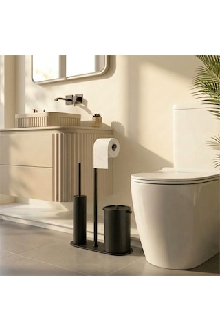 Kobos Nova Çöp Kovalı Yuvarlak Hareketli Wc Set Mat Siyah Kbw-907mb