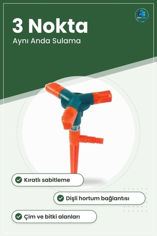 Üçlü Bahçe Sulama Fıskiyesi Aparatı Üç Noktaya Aynı Anda Su Dağıt