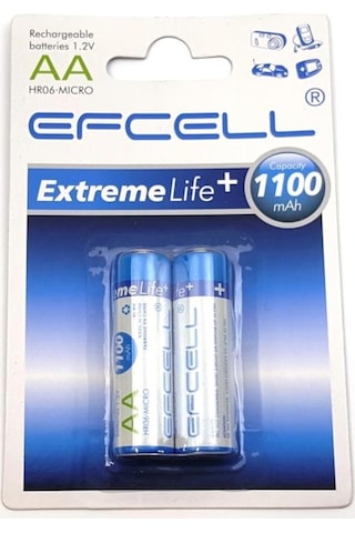 Efcell HR-1100 1100 mAh 1.2 V AA Ni-MH Şarj Edilebilir Kalem Pil 2'li