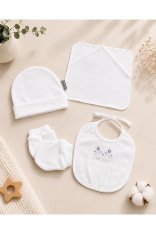 Babyhola Dantel Detaylı %100 Pamuk Yenidoğan Kız Bebek Kutulu Hastane Çıkışı Set Hediyelik 15261 Ekru