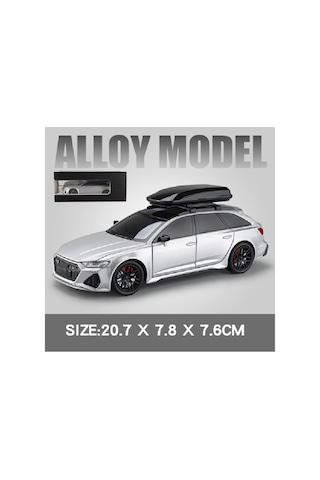 Audi Rs6 Avant 1:24 Diecast Metal Araba Koleksiyon Sesli Işıklı 21 Cm Gri
