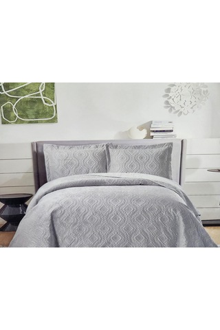 Soft Çift Kişilik Yatak Örtüsü Damaks Gri Gri