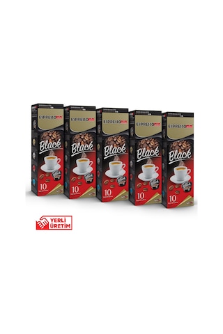 Espressomm® Tchibo Cafissimo Makineleri İle Uyumlu Black Kapsül Kahve 5 x 10'lu