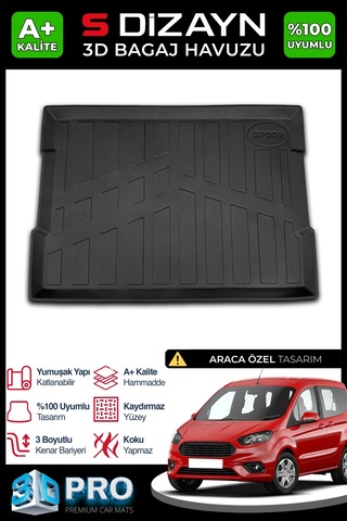 S-dizayn Ford Courier 3d Pro Bagaj Havuzu 2014-2024 A+ Kalite