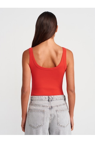 Dilvin 21053 Askılı Bodysuit-kırmızı Kırmızı