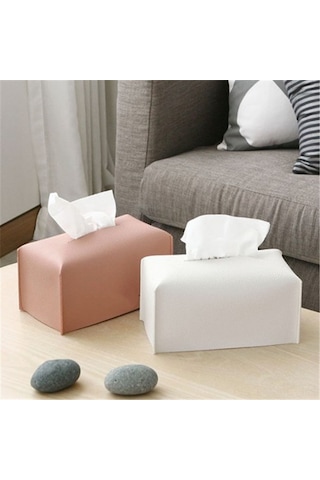 Konesam Pu Deri Dikdörtgen Mendil Kutusu - Ev Ofis Araba Kullanıma Uygun - Şık Tasarım - Dayanıklı Malzeme Diğer