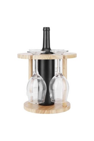 Venturemart Şarap Organizatör Ahşap Şarap Rafı Cam Bardak Tutucu Organizatör 6 Cam Ve 1 Şarap Şişesi Için