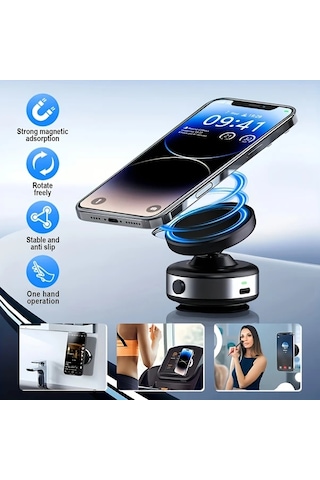 Motion003 Evrensel Manyetik Telefon Tutucu 360 Dönebilen Araba Manyetik Cep Telefon Tutucu Vakum Emme Çift Taraflı Tüm Telefonlar Için