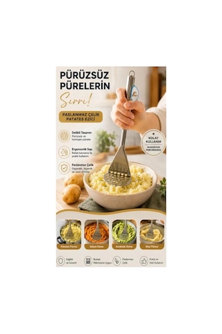 Patates Ezici Paslanmaz Çelik Kolay Temizlenebilir Patates Ezme Aparatı