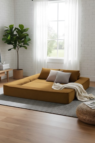 Reflekta Havuzlu Sünger Koltuk Yataklı Açılır 150x180 Rollpack Sünger Koltuk Sarı