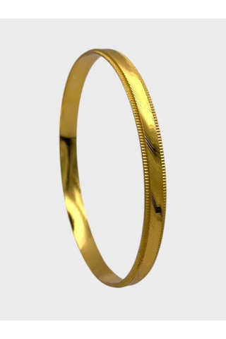 Arnes Jewelry Çelik 22 Ayar Altın Kaplama Desenli Kalın Ajda Bilezik - 1 Adet 20 Cm Ar644nes Gold