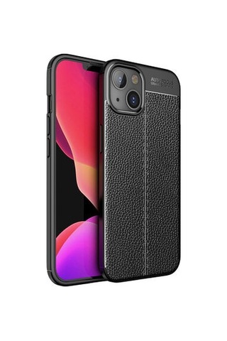 Apple Uyumlu iPhone 13 Mini Kılıf Deri Silikon Yüzeyli Yüksek Kaliteli Silikondan Üretilmiş Premium Silikon Kapak Ryc/niss Siyah