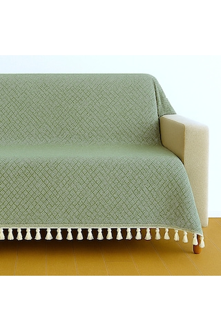 Dama Desen Dokuma %100 Pamuklu Çok Amaçlı Pike Koltuk Örtüsü 180x230 Fıstık Yeşili