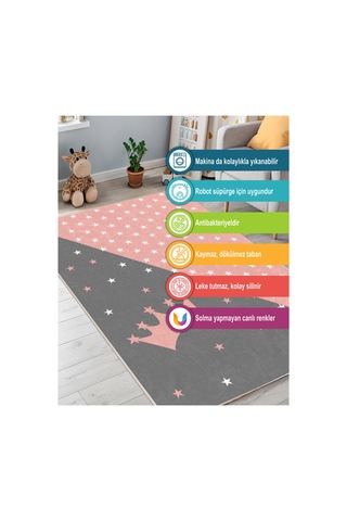 Dijital Baskılı Pamuk Tabanlı Çocuk Halısı Kaymaz, Yumuşak, Makinede Yıkanabilir Çok Renkli 795351385 Çok Renkli
