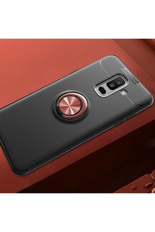 Samsung Galaxy Uyumlu A6 Plus 2018 Kılıf Yüzüğü Stant Ve Araç Tutucu Olabilen Şık Esnek Premium Silikon Kapak Ryc/ravel Siyah - Rose Gold