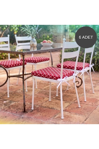 6 Adet 40x40 Cm Bağcıklı Sandalye Minderi Pamuk Polyester Kumaş Mutfak Ve Bahçe Minder Çok Renkli