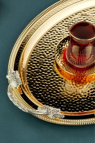 Cooker 2'li Ev Sofra Mutfak Oval Sunum Tepsisi 27 Cm Altın