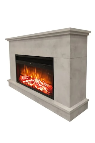 Dlc Large Penida Retro Beton Desen 1800 Watt Dekoratif Elektrikli Şömine