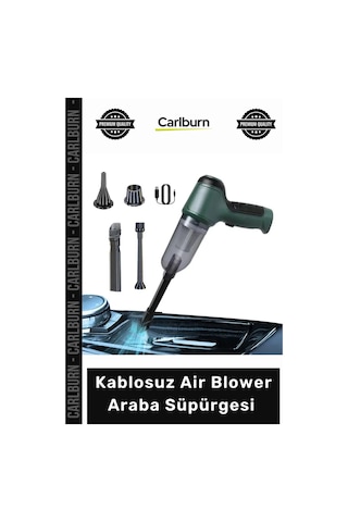 Süpürge Güçlü Vakum Kablosuz Şarjlı Taşınabilir Profesyonel Air Blower Araba Süpürgesi Yeşil