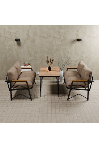 Mb Garden Furnıture Simetri Model, Balkon, Mutfak, Bahçe,cafe,metal Koltuk Takımı,bahçe Takımı,çay Seti, 2+2 Takım+masa Kapuçino Cappuccino