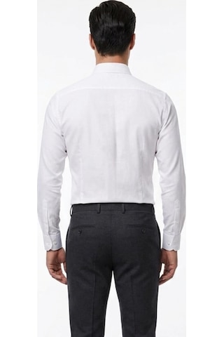 UKİ Uki Beyaz Saten Slim Fit Klasik Gömlek