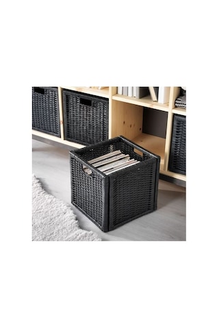 Ikea Branas El Örgüsü Rattan Saklama Sepeti 32 X 34 X 32 Cm Koyu Gri
