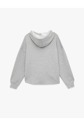 Koton Uzun Kollu Cepli Modal Kumaş Kapüşonlu Sweatshirt Gri 6sak10140ek