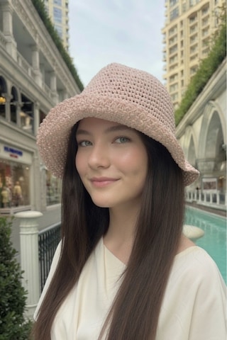 Mollycrush Kadın Pembe Yazlık Örgü Bucket Şapka Güneş Koruyucu Trend Kova Model Toz Pembe
