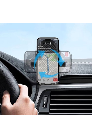 360 Dönebilen Vantuzlu Tasarım Araç Telefon Tutucu Go Des Gd-hd642 Siyah