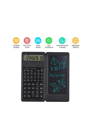 Silinebilir Lcd Yazı Tabletli, Kalemli Katlanabilir Bilimsel Hesap Makinesi