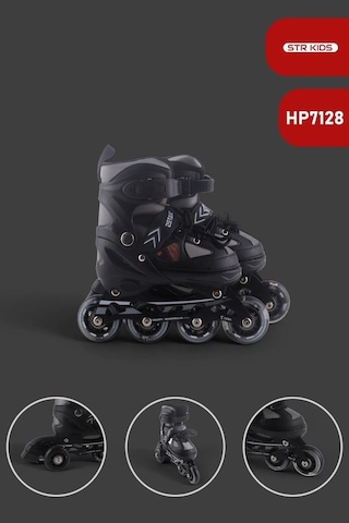 Vadi Siyah Silikon Tekerli Ayarlanabilir Işıklı Paten M 35-38 Hp7128 Siyah