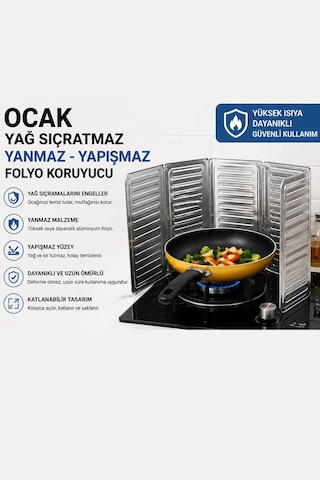 Katlanabilir Ocak Yağ Koruyucu Alüminyum Folyo Leke Önleyici Ocak Sıçrama Koruyucu 84x32.5 Cm
