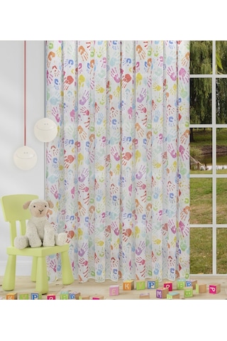 Caserta Home Kids Renkli El İzleri Çocuk Odası Tül Perde