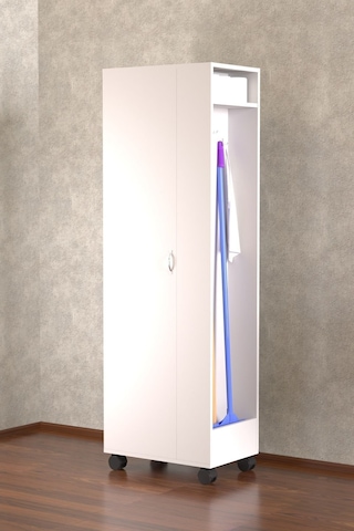 Burçin Paspas,süpürge-temizlik Malzeme Dolabı- Çok Amaçlı Dolap Paspas-vileda Banyo Dolabı Beyaz Beyaz
