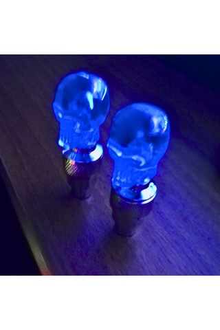 2 Adet Mavi Renk Hareket Sensörlü Led Işıklı Sibop Kafatası