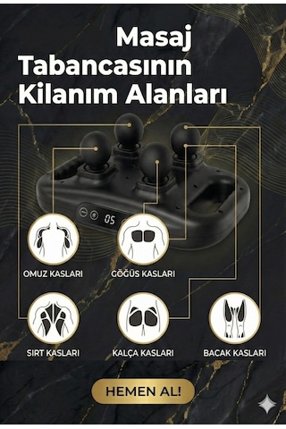 4 Başlıklı Masaj Tabancası - Ergonomik Derin Doku Sırt Ve Boyun Masaj Aleti Ağrı Ve Sızı Giderici Çok Renkli