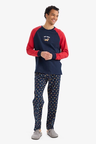 Defacto Pijama Takımı Regular Fit Baskılı Uzun Kollu Üst Uzun Alt G2905ax25wnnv135 Lacivert-nv135