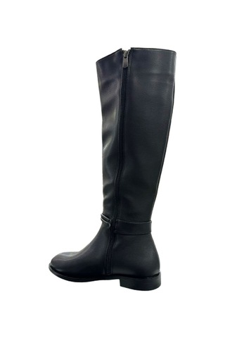 Beyaz Park Moda Lisa Günlük Kadın Dizaltı Çizme Siyah Siyah