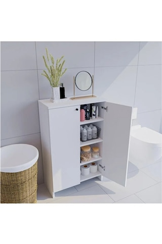 Banyo Düzenleyici Mutfak Rafı Banyo Dolabı Çok Amaçlı Dolap 5 Katlı Mutfak Düzenleyici Banyo Beyaz
