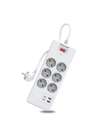 Honeywell HC000047 2xType-C 2xUSB-A Akım Korumalı Priz 6'lı