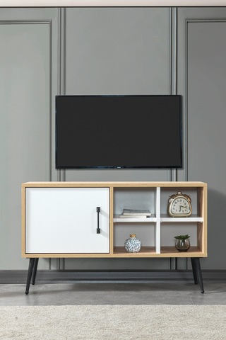 3111 Şile Metal Ayaklı Metal Kulplu 100 Cm Tv Ünitesi - Beyaz Safir Beyaz - Safir