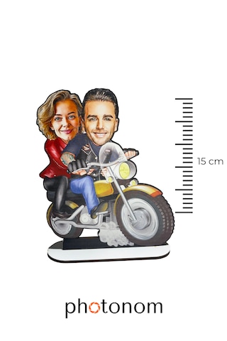 Kişiye Özel Motorcu Çift Mdf Karikatür Figür