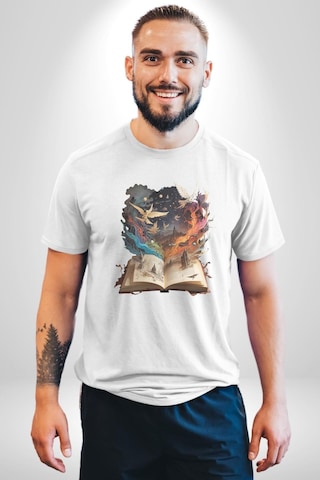 Hikaye Roman Kitabı Gerçekleşti Unisex Unisex Beyaz Organik Baskılı T-shirt Penye Yüksek Kalite Beyaz