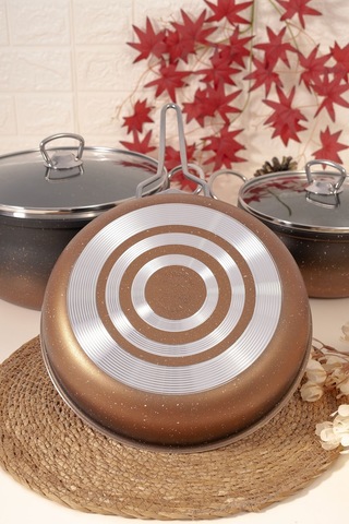 Çarşıdayız 9 Parça Demir Kulp Siyah Granit Tencere Seti - 24 Cm