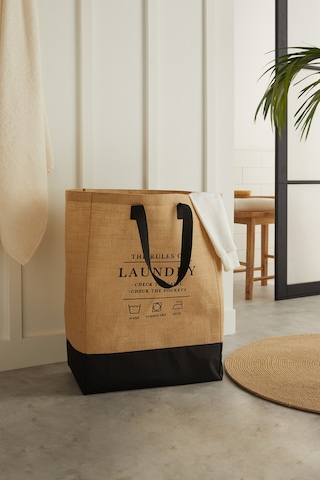 Ocean Home Textile Su Geçirmez Tabanlı Jüt Çamaşır Çantası 40 x 25 x 55 cm